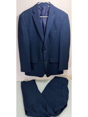 Michael Kors 2 Piece Suit 40R Elbow Patch 33X32 Speckle Blue Performance Stretch